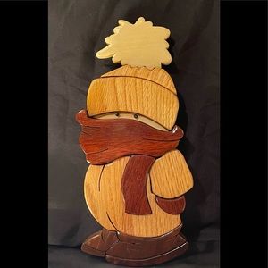 “Snowsuit Kid” Intarsia 3-D Handmade Wall Art